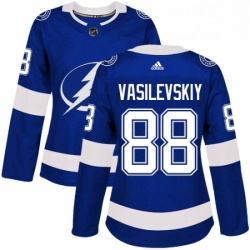 Womens Adidas Tampa Bay Lightning 88 Andrei Vasilevskiy Authentic Royal Blue Home NHL Jersey 