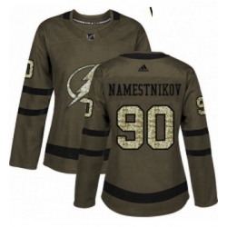 Womens Adidas Tampa Bay Lightning 90 Vladislav Namestnikov Authentic Green Salute to Service NHL Jersey 