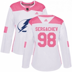 Womens Adidas Tampa Bay Lightning 98 Mikhail Sergachev Authentic WhitePink Fashion NHL Jersey 