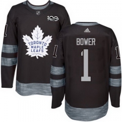 Maple Leafs #1 Johnny Bower Black 1917 2017 100th Anniversary Stitched NHL Jersey