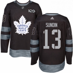 Mens Adidas Toronto Maple Leafs 13 Mats Sundin Authentic Black 1917 2017 100th Anniversary NHL Jersey 