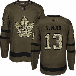 Mens Adidas Toronto Maple Leafs 13 Mats Sundin Authentic Green Salute to Service NHL Jersey 