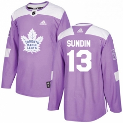 Mens Adidas Toronto Maple Leafs 13 Mats Sundin Authentic Purple Fights Cancer Practice NHL Jersey 