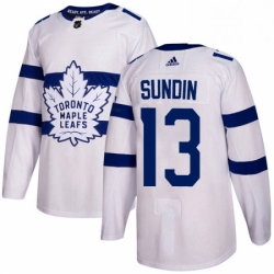 Mens Adidas Toronto Maple Leafs 13 Mats Sundin Authentic White 2018 Stadium Series NHL Jersey 