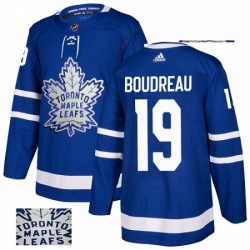 Mens Adidas Toronto Maple Leafs 19 Bruce Boudreau Authentic Royal Blue Fashion Gold NHL Jersey 