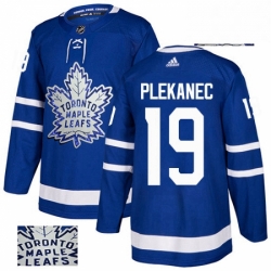 Mens Adidas Toronto Maple Leafs 19 Tomas Plekanec Authentic Royal Blue Fashion Gold NHL Jerse