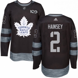 Mens Adidas Toronto Maple Leafs 2 Ron Hainsey Authentic Black 1917 2017 100th Anniversary NHL Jersey 