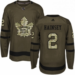 Mens Adidas Toronto Maple Leafs 2 Ron Hainsey Authentic Green Salute to Service NHL Jersey 