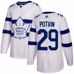 Mens Adidas Toronto Maple Leafs 29 Felix Potvin Authentic White 2018 Stadium Series NHL Jersey 