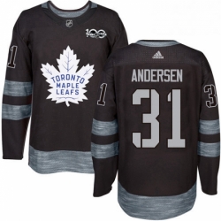 Mens Adidas Toronto Maple Leafs 31 Frederik Andersen Authentic Black 1917 2017 100th Anniversary NHL Jersey 