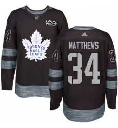 Mens Adidas Toronto Maple Leafs 34 Auston Matthews Authentic Black 1917 2017 100th Anniversary NHL Jersey 