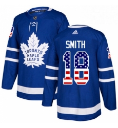 Youth Adidas Toronto Maple Leafs 18 Ben Smith Authentic Royal Blue USA Flag Fashion NHL Jersey 