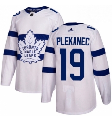 Youth Adidas Toronto Maple Leafs 19 Tomas Plekanec Authentic White 2018 Stadium Series NHL Jerse