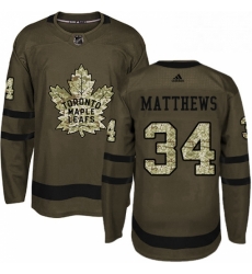 Youth Adidas Toronto Maple Leafs 34 Auston Matthews Authentic Green Salute to Service NHL Jersey 