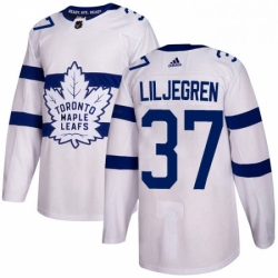 Youth Adidas Toronto Maple Leafs 37 Timothy Liljegren Authentic White 2018 Stadium Series NHL Jersey 