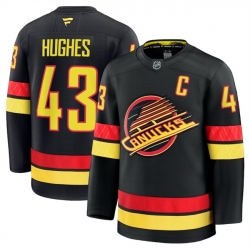 Men Vancouver Canucks 43 Quinn Hughes Black 2024 25 Alternate Stitched Hockey Jersey