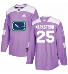 Mens Adidas Vancouver Canucks 25 Jacob Markstrom Authentic Purple Fights Cancer Practice NHL Jersey 