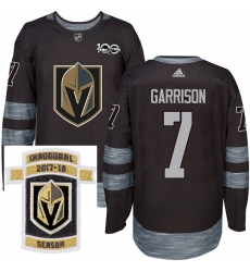 Adidas Golden Knights #7 Jason Garrison Black 1917 2017 100th Anniversary Stitched NHL Inaugural Season Patch Jersey