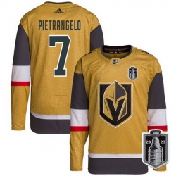 Men Vegas Golden Knights 7 Alex Pietrangelo Gold 2023 Stanley Cup Final Stitched Jersey