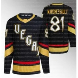 Men Vegas Golden Knights 81 Jonathan Marchessault Black 2022 23 Reverse Retro Stitched Jersey