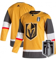 Men Vegas Golden Knights Blank Gold 2023 Stanley Cup Final Stitched Jersey