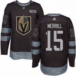 Mens Adidas Vegas Golden Knights 15 Jon Merrill Authentic Black 1917 2017 100th Anniversary NHL Jersey 