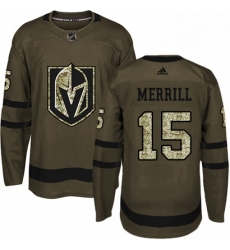 Mens Adidas Vegas Golden Knights 15 Jon Merrill Authentic Green Salute to Service NHL Jersey 