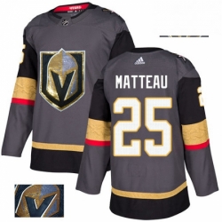 Mens Adidas Vegas Golden Knights 25 Stefan Matteau Authentic Gray Fashion Gold NHL Jersey 