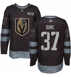 Mens Adidas Vegas Golden Knights 37 Reid Duke Authentic Black 1917 2017 100th Anniversary NHL Jersey 