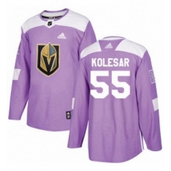 Mens Adidas Vegas Golden Knights 55 Keegan Kolesar Authentic Purple Fights Cancer Practice NHL Jersey 