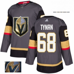 Mens Adidas Vegas Golden Knights 68 TJ Tynan Authentic Gray Fashion Gold NHL Jersey 