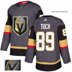 Mens Adidas Vegas Golden Knights 89 Alex Tuch Authentic Gray Fashion Gold NHL Jersey 