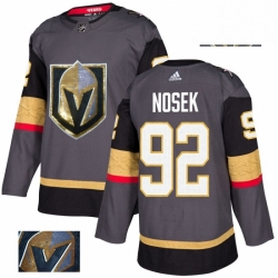 Mens Adidas Vegas Golden Knights 92 Tomas Nosek Authentic Gray Fashion Gold NHL Jersey 