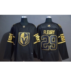 Vegas Golden Knights 29 Marc Andre Fleury Black With Special Glittery Logo Adidas Jersey