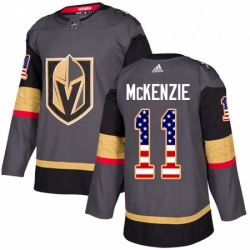 Youth Adidas Vegas Golden Knights 11 Curtis McKenzie Authentic Gray USA Flag Fashion NHL Jersey 