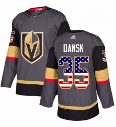 Youth Adidas Vegas Golden Knights 35 Oscar Dansk Authentic Gray USA Flag Fashion NHL Jersey 