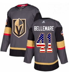 Youth Adidas Vegas Golden Knights 41 Pierre Edouard Bellemare Authentic Gray USA Flag Fashion NHL Jersey 