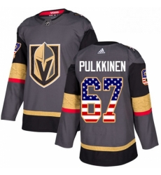 Youth Adidas Vegas Golden Knights 67 Teemu Pulkkinen Authentic Gray USA Flag Fashion NHL Jersey 