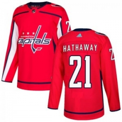 Men Washington Capitals 21 Garnet Hathaway Adidas Authentic Home Jersey   Red