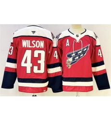 Men Washington Capitals 43 Tom Wilson Red With A Patch Stitched Hockey Jersey