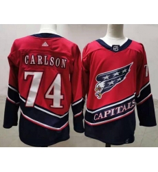 Men Washington Capitals 74 John Carlson Red 2020 21 Reverse Retro Adidas Jersey