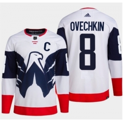 Men Washington Capitals 8 Alex Ovechkin White Navy Stadium Series Stitched Jersey