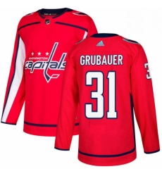 Mens Adidas Washington Capitals 31 Philipp Grubauer Authentic Red Home NHL Jersey 