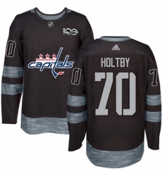 Mens Adidas Washington Capitals 70 Braden Holtby Premier Black 1917 2017 100th Anniversary NHL Jersey 