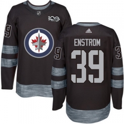 Jets #39 Tobias Enstrom Black 1917 2017 100th Anniversary Stitched NHL Jersey