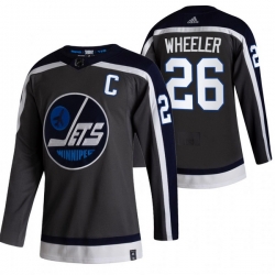 Men Winnipeg Jets 26 Blake Wheeler Black Adidas 2020 21 Reverse Retro Alternate NHL Jersey