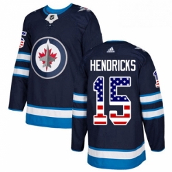 Mens Adidas Winnipeg Jets 15 Matt Hendricks Authentic Navy Blue USA Flag Fashion NHL Jersey 