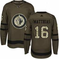 Mens Adidas Winnipeg Jets 16 Shawn Matthias Premier Green Salute to Service NHL Jersey 