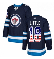 Mens Adidas Winnipeg Jets 18 Bryan Little Authentic Navy Blue USA Flag Fashion NHL Jersey 