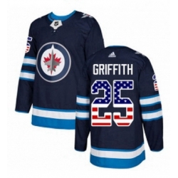 Mens Adidas Winnipeg Jets 25 Seth Griffith Authentic Navy Blue USA Flag Fashion NHL Jersey 